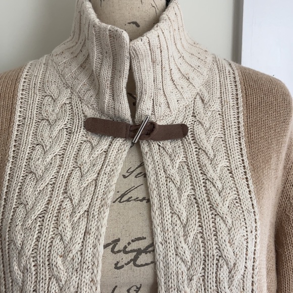 A.IDA open front w/toggle long sweater cardigan wool blend beige - Picture 10 of 10